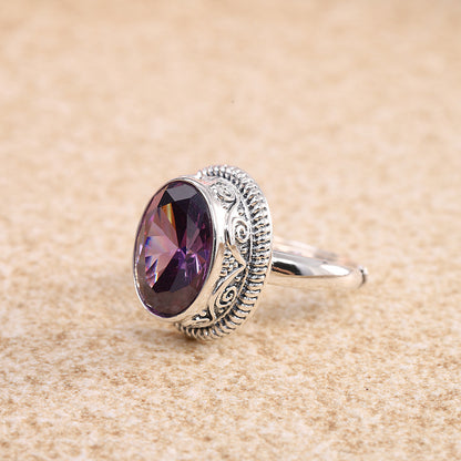 K & S | Damenring 925 Silber Verstellbar – Eleganter Ring mit Kristall Inlay Geometrisch