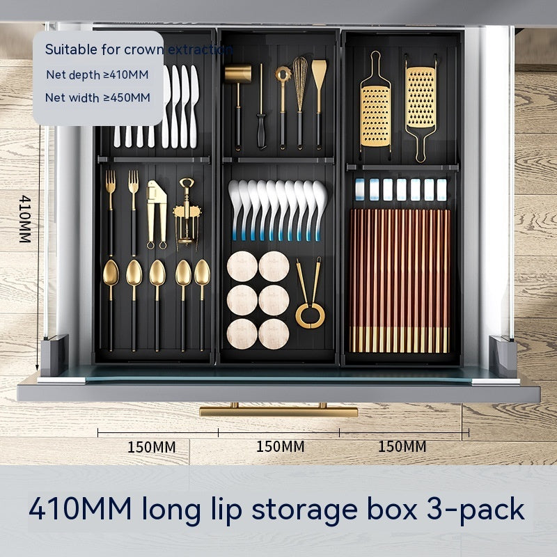 K & S | Schubladen Organizer Aluminium 4-lagig – Platzsparend & Ohne Bohren für Küche & Bad