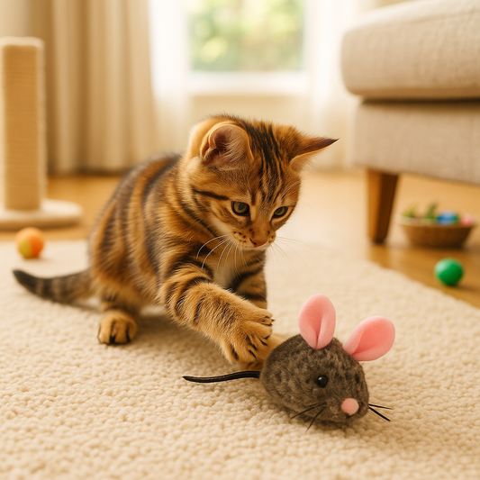 K & S | Elektrisches Katzenspielzeug Maus - Interaktives Spielzeug für Aktive Katzen & Haustiere