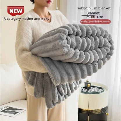 K & S | Kuscheldecke aus Bubble-Samt in Kaninchenfell-Optik - Extra Weiche & Doppelseitige Wohndecke für Sofa & Bett