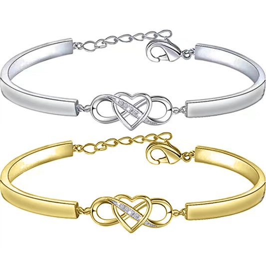 K & S | Damen Armreif Unendlichkeit mit Kristall Herz – Eleganter Schmuck & Romantische Geschenkidee