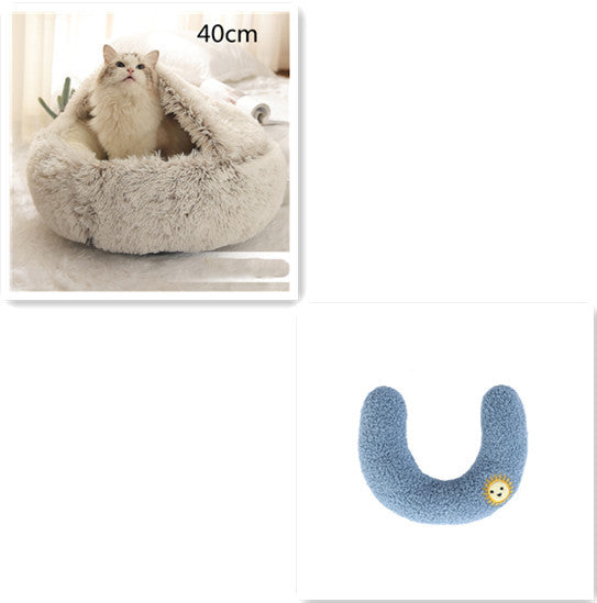 K & S | Rundes Kuschelbett für Hunde & Katzen aus Plüsch - Weiches & Waschbares Haustierbett für Winter & Zuhause