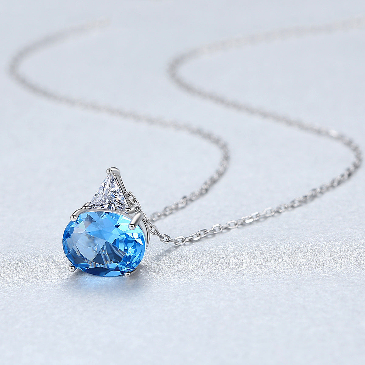 K & S | Damen Halskette 925 Silber mit Oval Kristall – Eleganter Schmuck & Funkelnder Anhänger