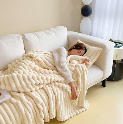 K & S | Kuscheldecke aus Bubble-Samt in Kaninchenfell-Optik - Extra Weiche & Doppelseitige Wohndecke für Sofa & Bett
