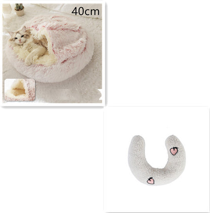K & S | Rundes Kuschelbett für Hunde & Katzen aus Plüsch - Weiches & Waschbares Haustierbett für Winter & Zuhause