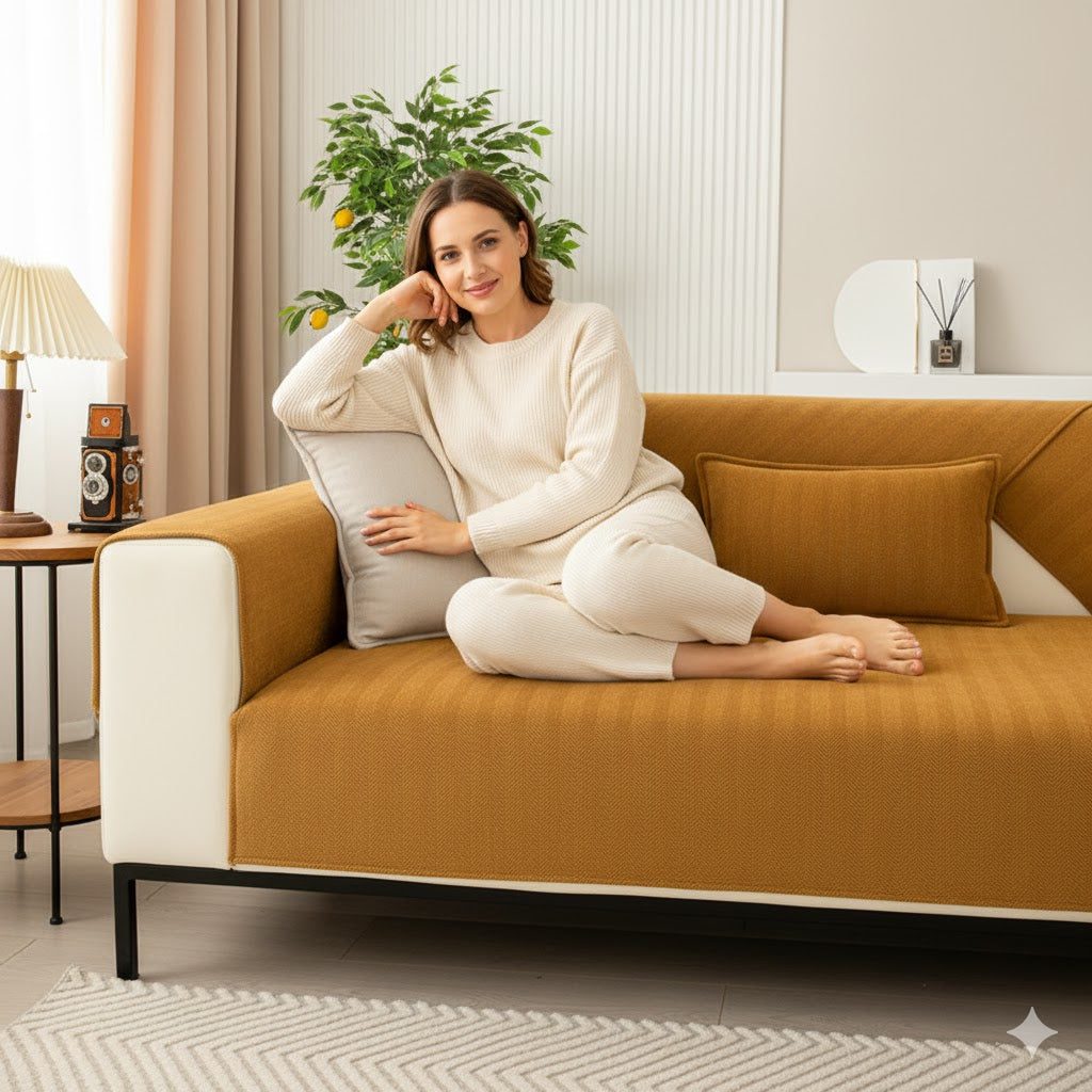 Premium Sofa-Schoner Chenille | Waschbar & Rutschfest