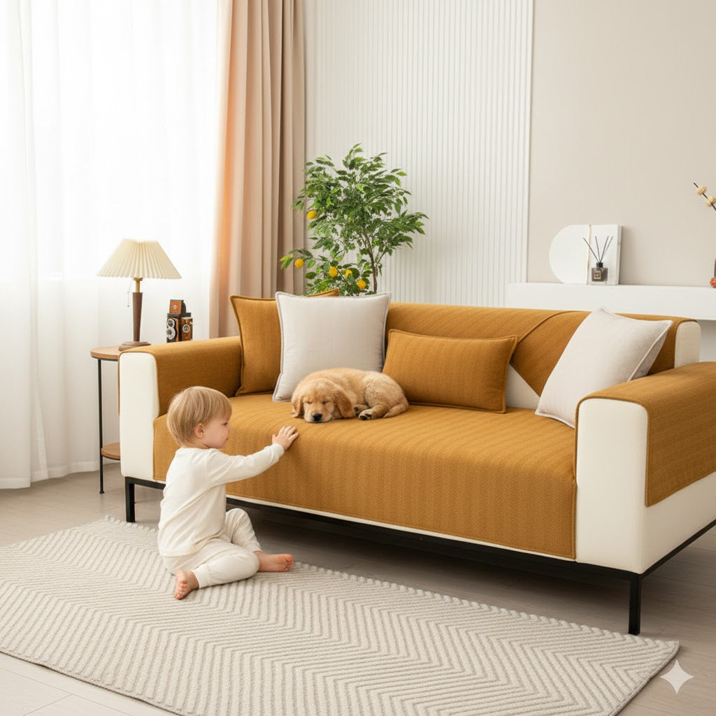 Premium Sofa-Schoner Chenille | Waschbar & Rutschfest