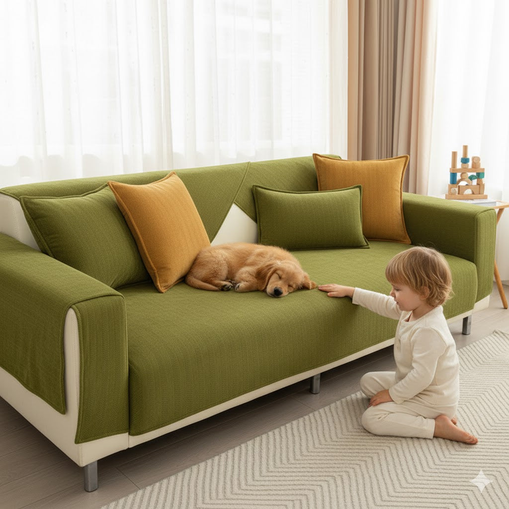 Premium Sofa-Schoner Chenille | Waschbar & Rutschfest