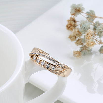 K & S | Damenring 585 Roségold Retro – Eleganter Schmuck mit Funkelnder Diamantoptik