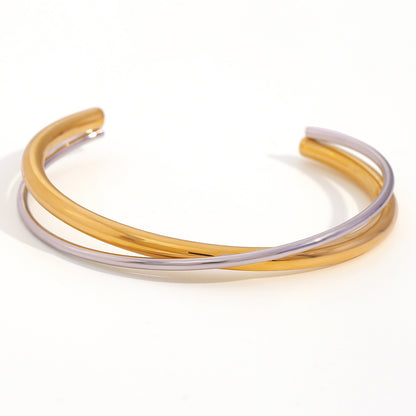K & S | Edelstahl Armband 18K Vergoldet – Eleganter Schmuck mit Doppel Kreuz für Damen & Herren
