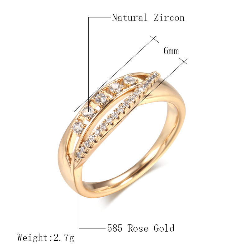 K & S | Damenring 585 Roségold Retro – Eleganter Schmuck mit Funkelnder Diamantoptik