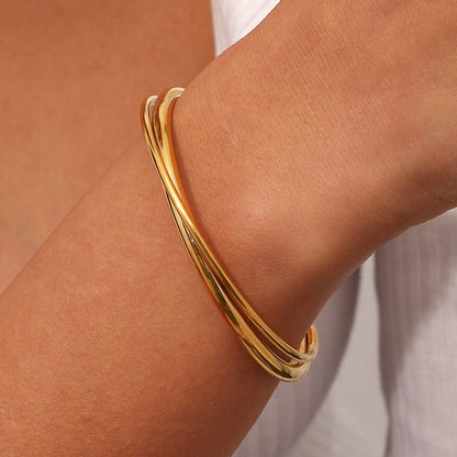 K & S | Edelstahl Armband 18K Vergoldet – Eleganter Schmuck mit Doppel Kreuz für Damen & Herren