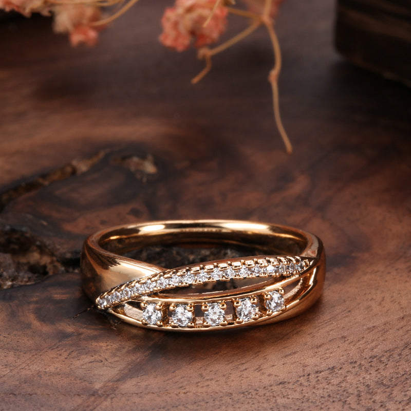 K & S | Damenring 585 Roségold Retro – Eleganter Schmuck mit Funkelnder Diamantoptik