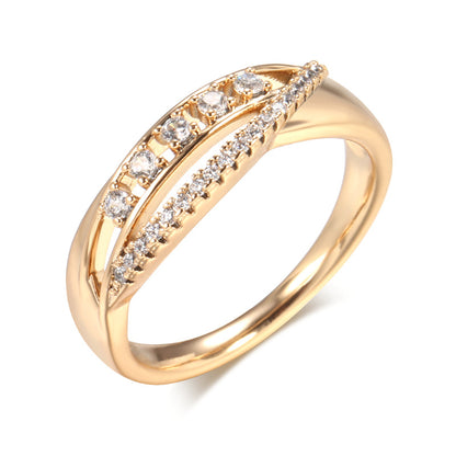 K & S | Damenring 585 Roségold Retro – Eleganter Schmuck mit Funkelnder Diamantoptik