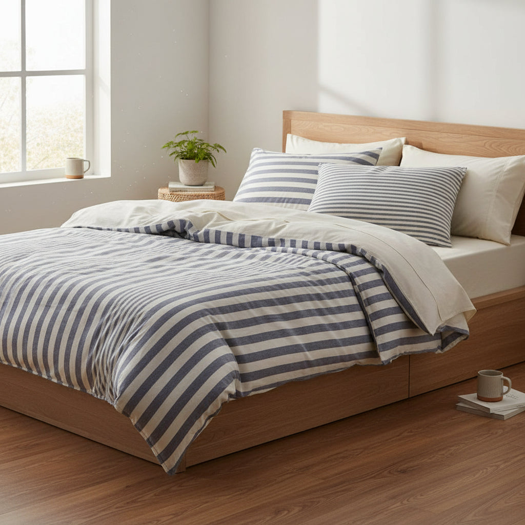 Premium Bettwäsche-Set gestreift 4-teilig | 100% Baumwolle - Generated Image 3