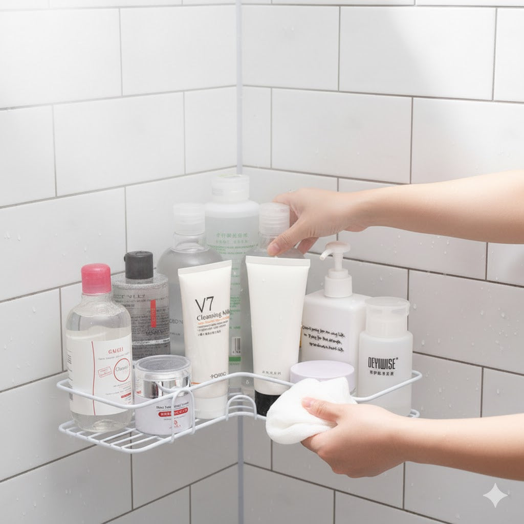 Praktisches Eckregal ohne Bohren für Dusche | Rostfrei