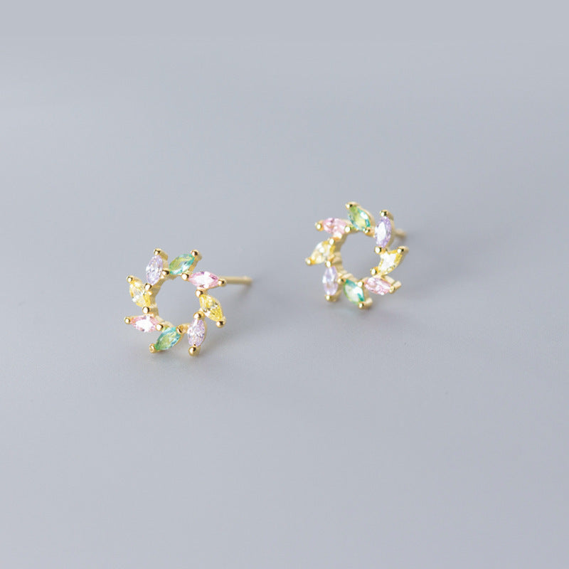 K & S | Damen Ohrringe 925 Silber Sonne – Farbige Elegante Ohrstecker Schmuck