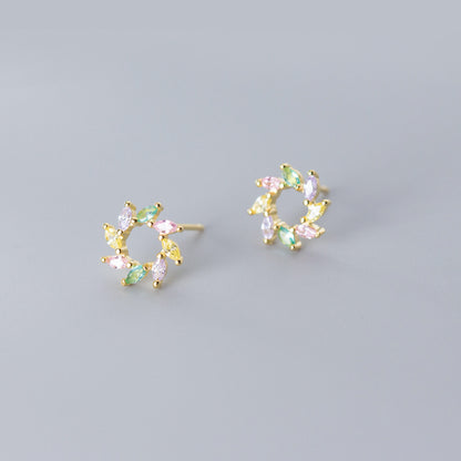 K & S | Damen Ohrringe 925 Silber Sonne – Farbige Elegante Ohrstecker Schmuck