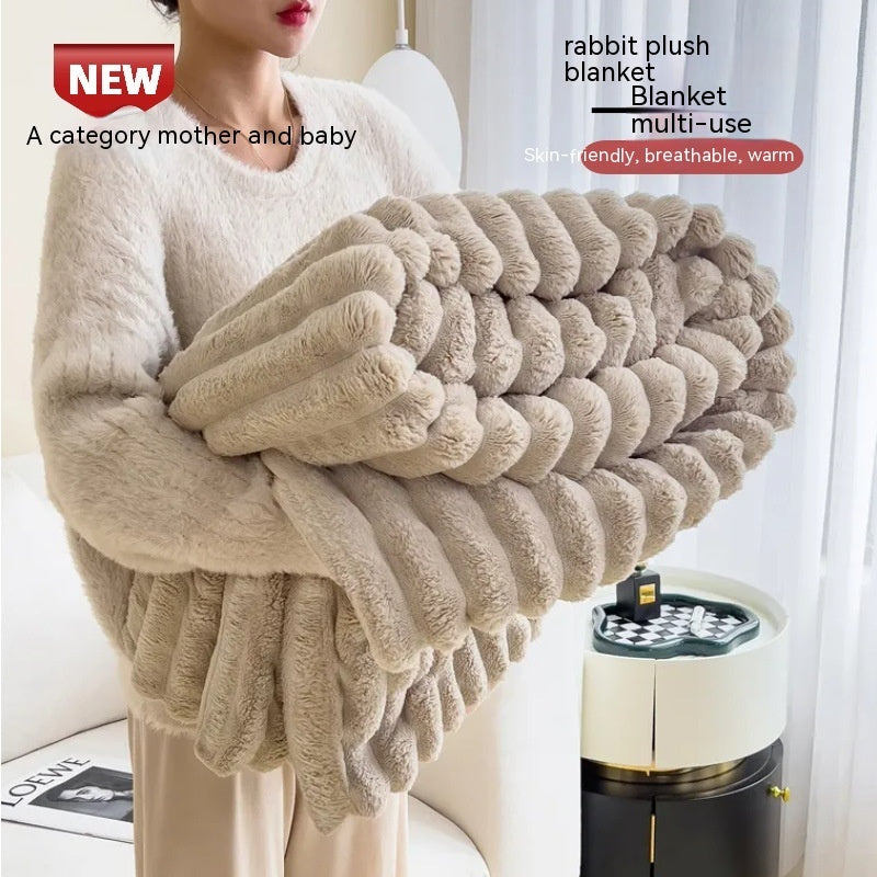 K & S | Kuscheldecke aus Bubble-Samt in Kaninchenfell-Optik - Extra Weiche & Doppelseitige Wohndecke für Sofa & Bett