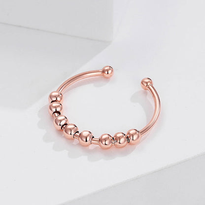 K & S | Damenring 925 Silber Drehbar – Eleganter Kugelring Schmuck Modern & Stresslindernd