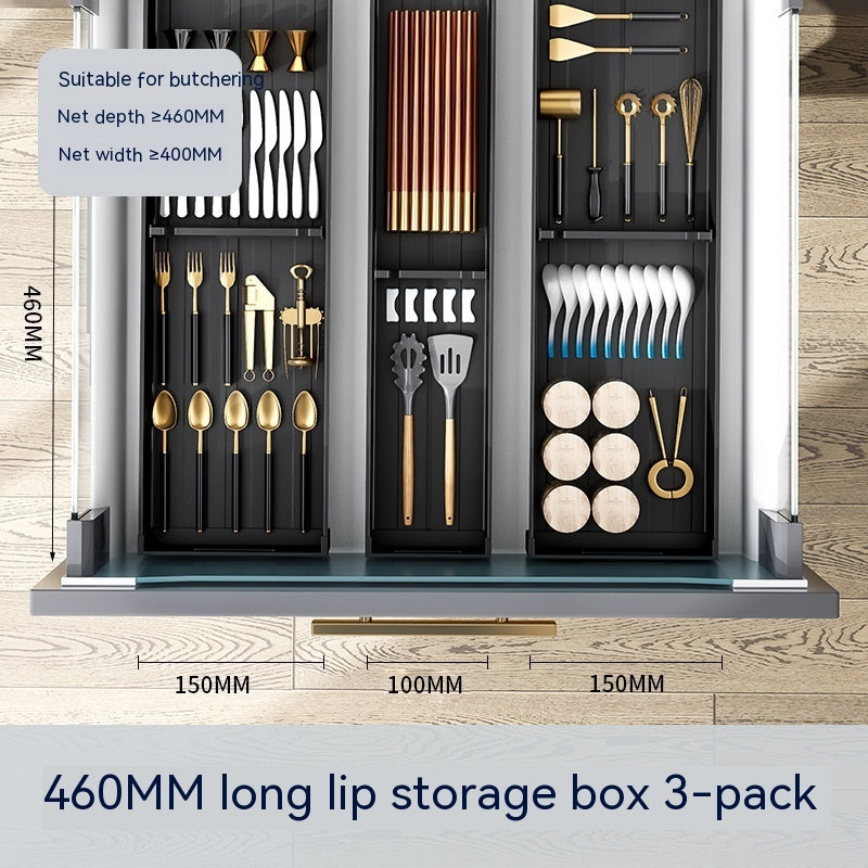 K & S | Schubladen Organizer Aluminium 4-lagig – Platzsparend & Ohne Bohren für Küche & Bad