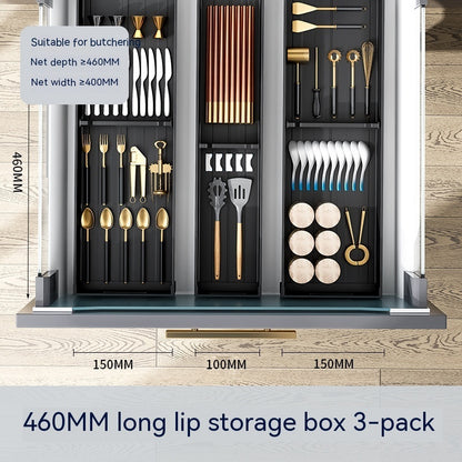 K & S | Schubladen Organizer Aluminium 4-lagig – Platzsparend & Ohne Bohren für Küche & Bad