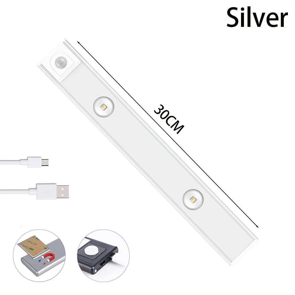 K & S | LED Lichtleiste mit Bewegungsmelder – Kabelloses USB Nachtlicht, ultradünn für Schrank, Küche & Schlafzimmer