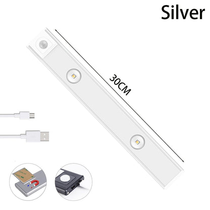 K & S | LED Lichtleiste mit Bewegungsmelder – Kabelloses USB Nachtlicht, ultradünn für Schrank, Küche & Schlafzimmer