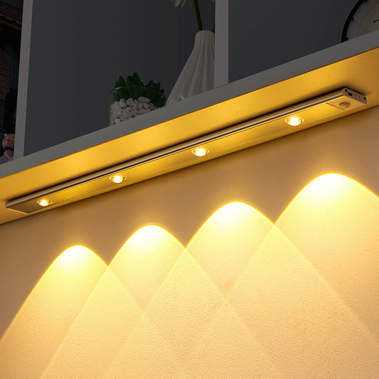 K & S | LED Lichtleiste mit Bewegungsmelder – Kabelloses USB Nachtlicht, ultradünn für Schrank, Küche & Schlafzimmer