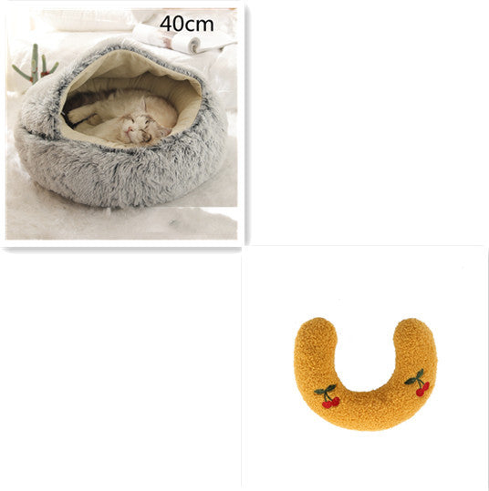 K & S | Rundes Kuschelbett für Hunde & Katzen aus Plüsch - Weiches & Waschbares Haustierbett für Winter & Zuhause