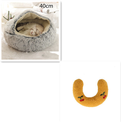 K & S | Rundes Kuschelbett für Hunde & Katzen aus Plüsch - Weiches & Waschbares Haustierbett für Winter & Zuhause