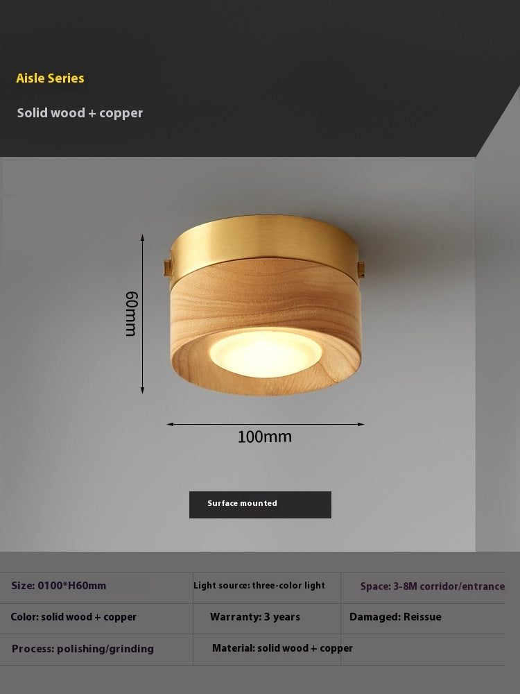 K & S | LED Deckenstrahler – Runde Deckenlampe aus Walnussholz im modernen Design