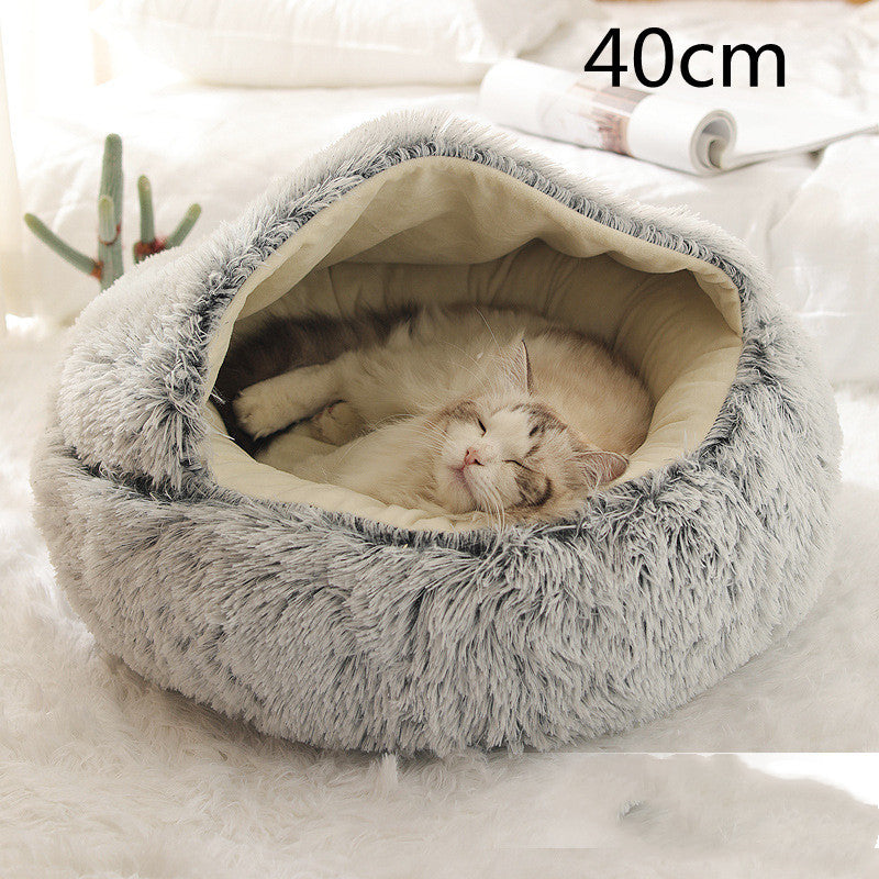 K & S | Rundes Kuschelbett für Hunde & Katzen aus Plüsch - Weiches & Waschbares Haustierbett für Winter & Zuhause