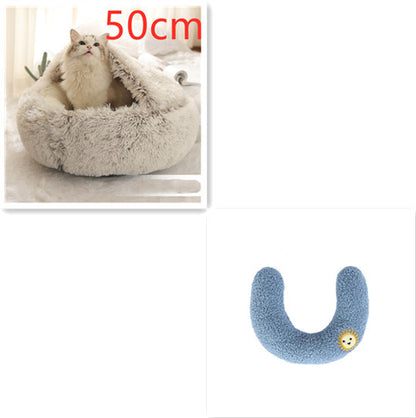 K & S | Rundes Kuschelbett für Hunde & Katzen aus Plüsch - Weiches & Waschbares Haustierbett für Winter & Zuhause
