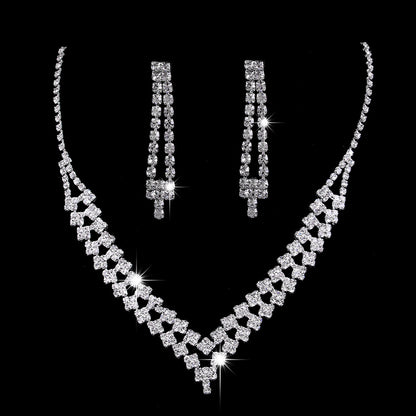 K & S | Damen Schmuckset Zirkonia – Elegante Halskette & Ohrringe mit Tropfen Anhänger