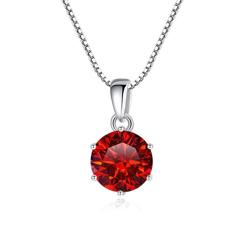 K & S | Damen Halskette 925 Silber mit Rundem Moissanit – Eleganter Funkelnder Schmuck Anhänger
