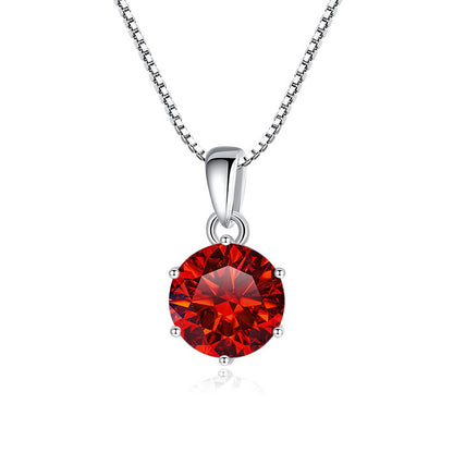 K & S | Damen Halskette 925 Silber mit Rundem Moissanit – Eleganter Funkelnder Schmuck Anhänger