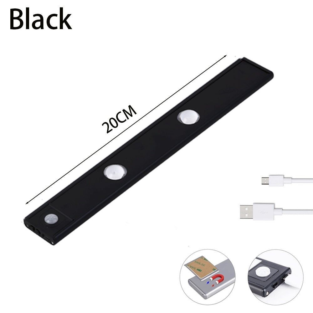 K & S | LED Lichtleiste mit Bewegungsmelder – Kabelloses USB Nachtlicht, ultradünn für Schrank, Küche & Schlafzimmer