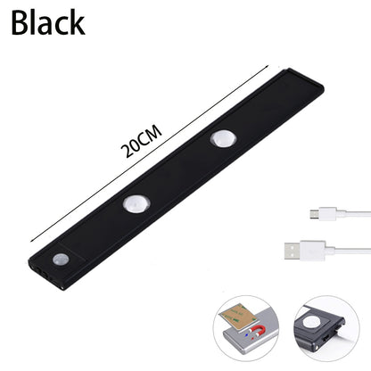 K & S | LED Lichtleiste mit Bewegungsmelder – Kabelloses USB Nachtlicht, ultradünn für Schrank, Küche & Schlafzimmer