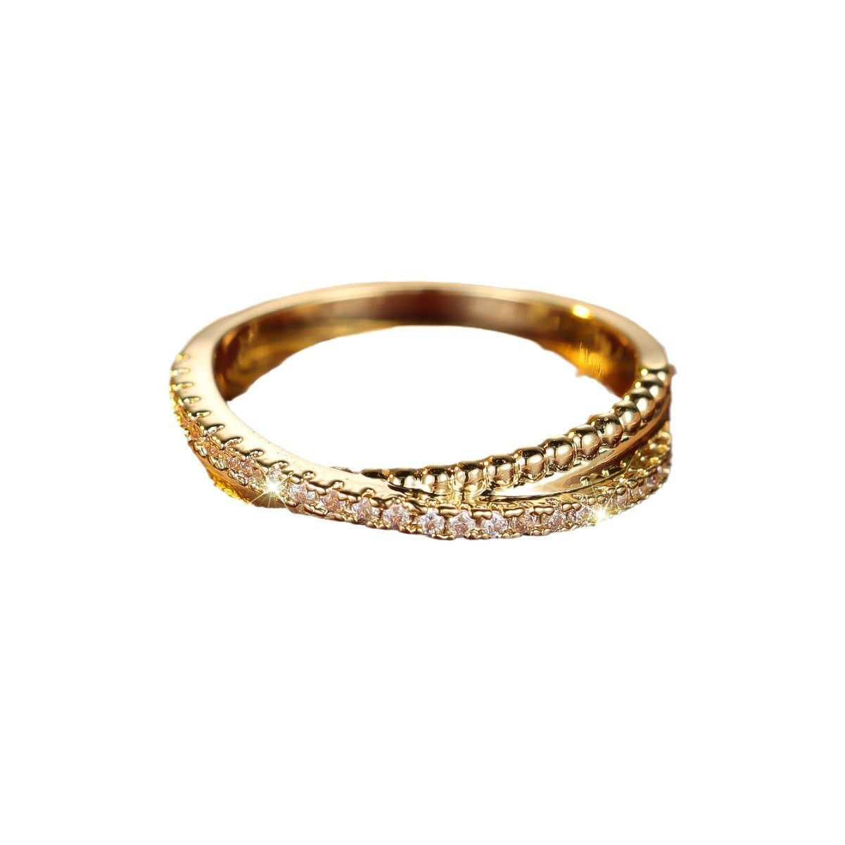 K & S | Damenring Kreuzdesign mit Weißen Diamanten – Eleganter Schmuck & Geschenkidee