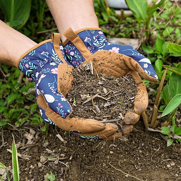 K & S | Mikrofaser Gartenhandschuhe mit Blumenmuster - Bequemer Schutz für Pflanzen, Unkraut & Gartenarbeit