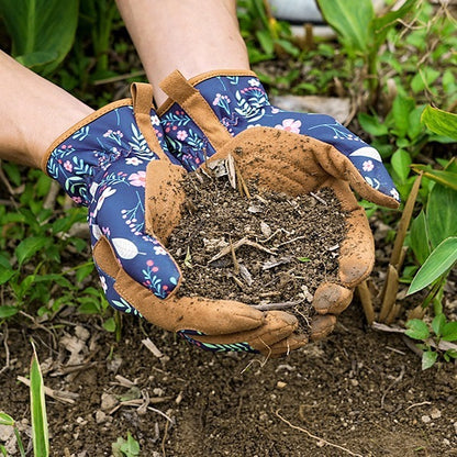 K & S | Mikrofaser Gartenhandschuhe mit Blumenmuster - Bequemer Schutz für Pflanzen, Unkraut & Gartenarbeit