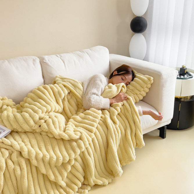K & S | Kuscheldecke aus Bubble-Samt in Kaninchenfell-Optik - Extra Weiche & Doppelseitige Wohndecke für Sofa & Bett