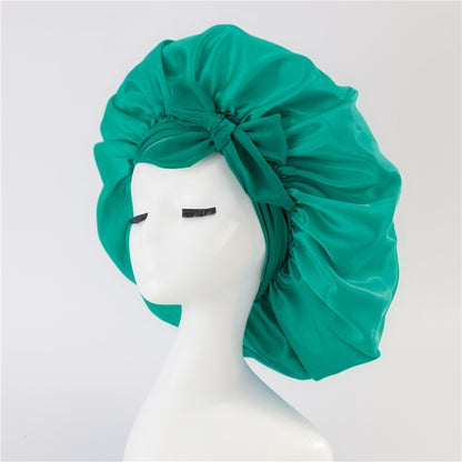 K & S | Satin Schlafhaube Doppellagig mit Bindeband – Nachtmütze für Lockiges Haar & Anti-Frizz