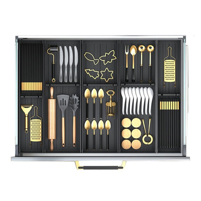 K & S | Schubladen Organizer Aluminium 4-lagig – Platzsparend & Ohne Bohren für Küche & Bad