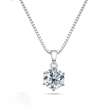 K & S | Damen Halskette 925 Silber mit Rundem Moissanit – Eleganter Funkelnder Schmuck Anhänger