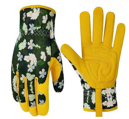 K & S | Mikrofaser Gartenhandschuhe mit Blumenmuster - Bequemer Schutz für Pflanzen, Unkraut & Gartenarbeit