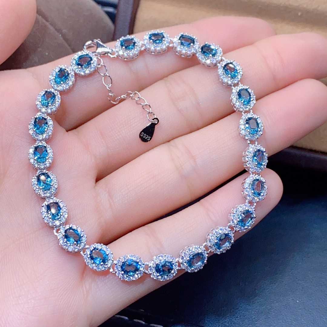 K & S | Damen Armband 925 Silber mit Natürlichem Blautopas – Eleganter Edelstein Schmuck