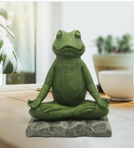 K & S | Meditierende Froschfigur Kunstharz – Zen Deko für Garten & Wohnzimmer