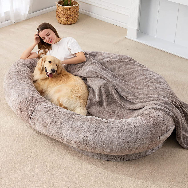 K & S | Großes Plüsch-Hundebett für Menschen - Bequemes & Waschbares Kuschelbett für Erwachsene